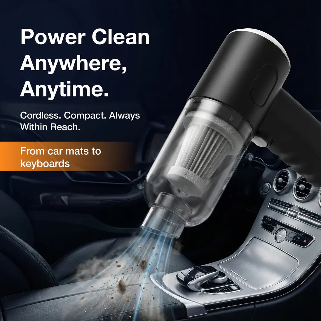 Mini Car Vacuum Cleaner 3-in-1 Wireless Rechargeable Handheld Vacuum & Air Blower | Portable High-Power Suction Cleaner for Car, Home & Office