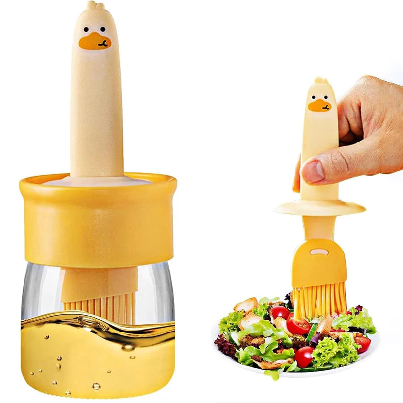 2-in-1 Oil Dispenser Bottle with Silicone Brush – Leakproof Oil Sprayer & Basting Brush for Cooking, Baking & BBQ