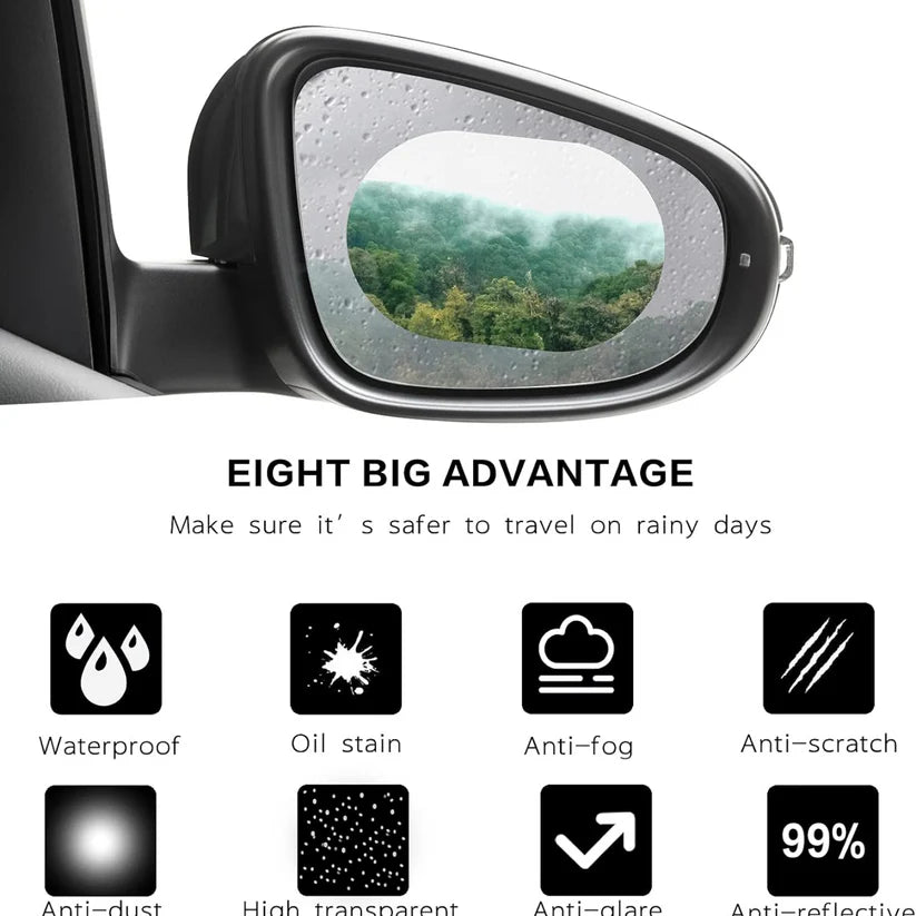 Anti-Fog Rearview Mirror Film – HD Clear Waterproof & Anti-Glare Protective Sticker for Cars and Bikes