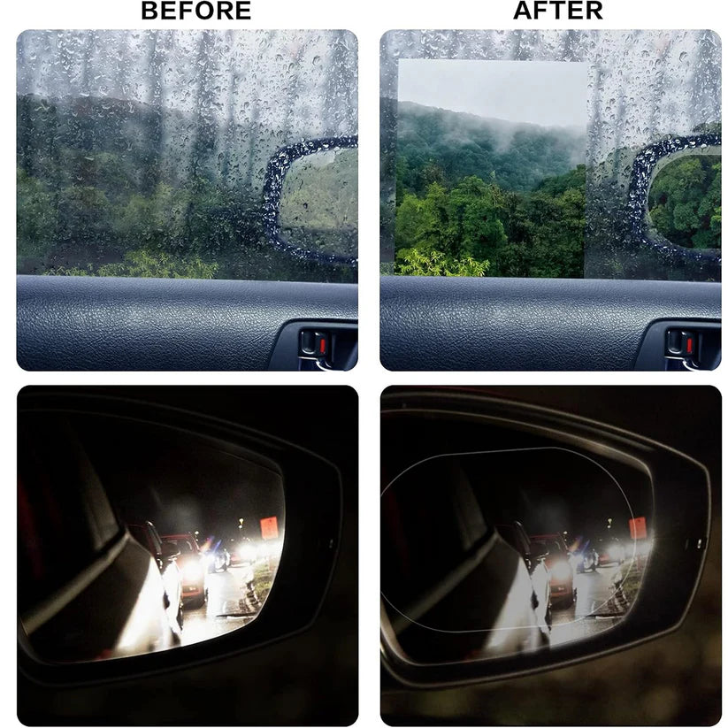 Anti-Fog Rearview Mirror Film – HD Clear Waterproof & Anti-Glare Protective Sticker for Cars and Bikes