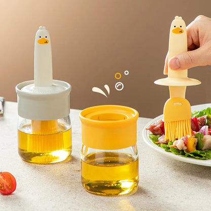 2-in-1 Oil Dispenser Bottle with Silicone Brush – Leakproof Oil Sprayer & Basting Brush for Cooking, Baking & BBQ