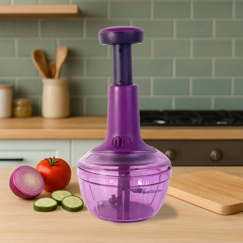Manual Vegetable Chopper 650ml – Push Down Food Chopper with Stainless Steel Blades for Onion, Garlic & Vegetables