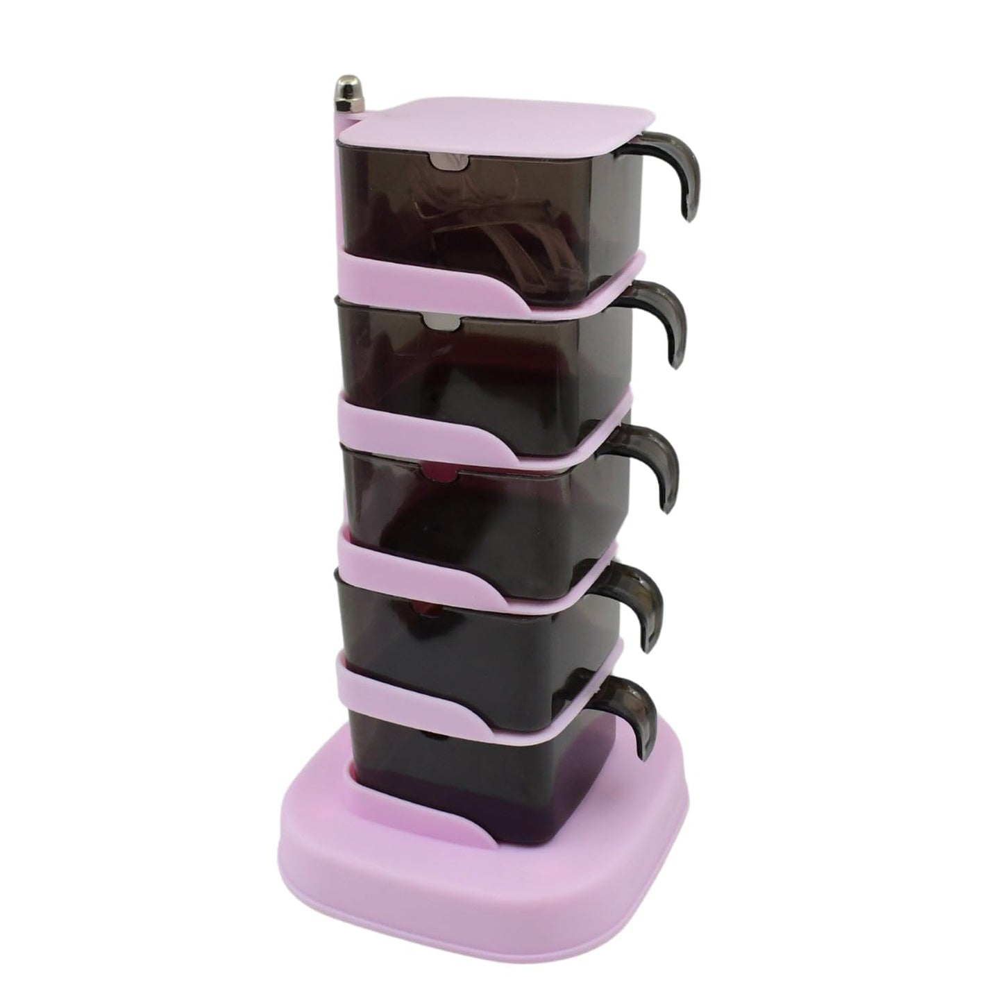 5-Tier Rotating Spice Jar Set with Spoons – Vertical Kitchen Seasoning Storage Organizer (360° Rotatable)