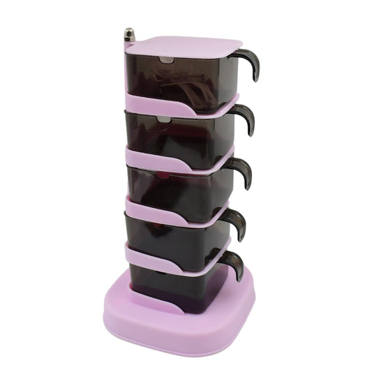 5-Tier Rotating Spice Jar Set with Spoons – Vertical Kitchen Seasoning Storage Organizer (360° Rotatable)