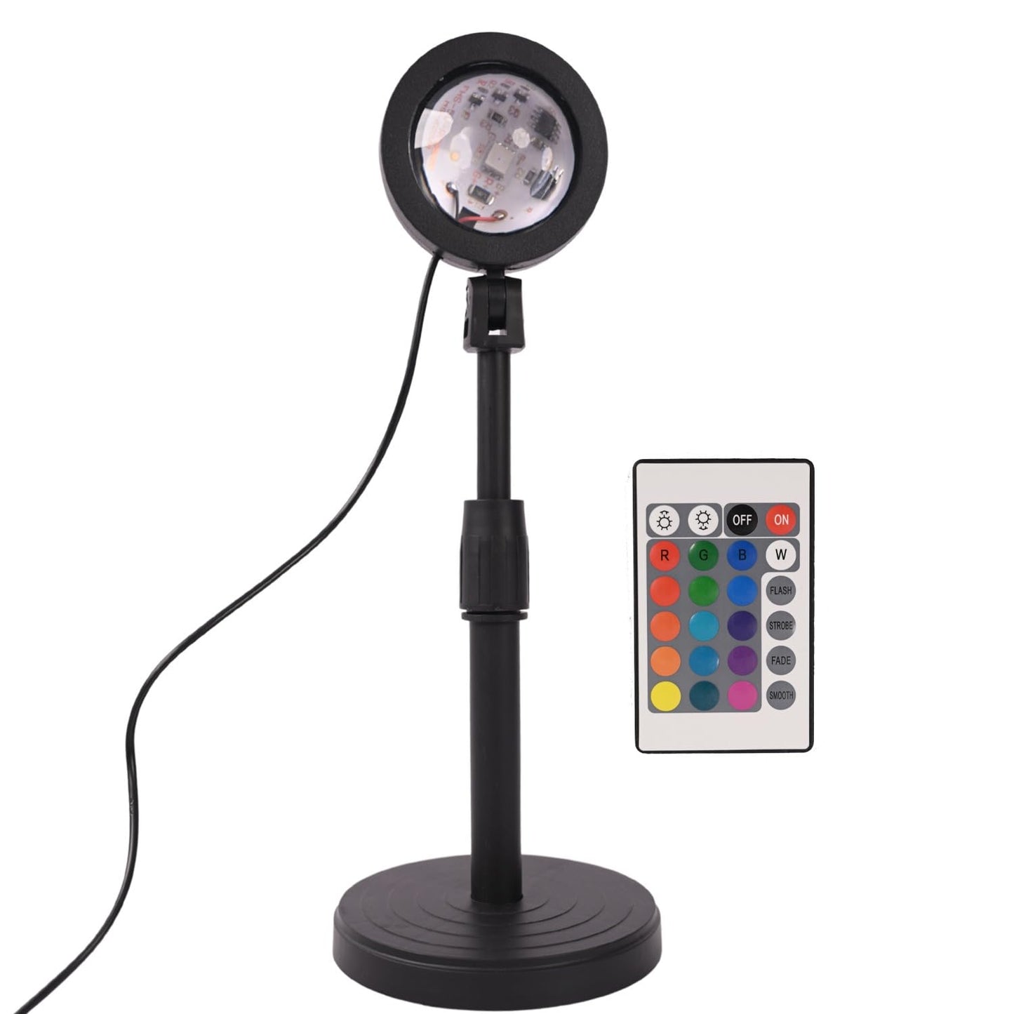 RGB LED Sunset Projection Lamp with Remote Control – Adjustable Mood Light for Room Decor & Photography