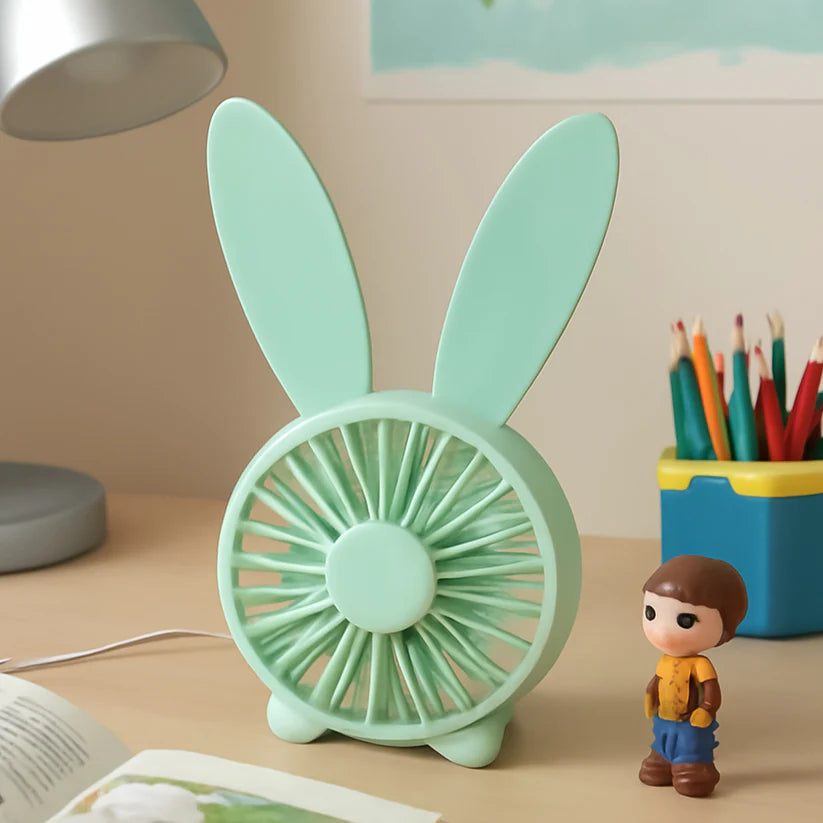 Cute Rabbit USB Desk Fan for Kids & Camping (1 Pc, Plastic, Mist Air)