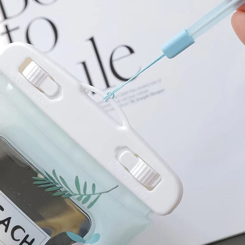 Waterproof Peach Transparent Mobile Pouch with Neck Strap (1 Pc)