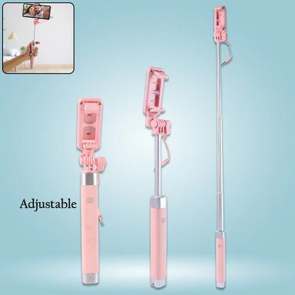 Wired Selfie Stick with Rearview Mirror & Built-In Shutter Button (1 Pc)